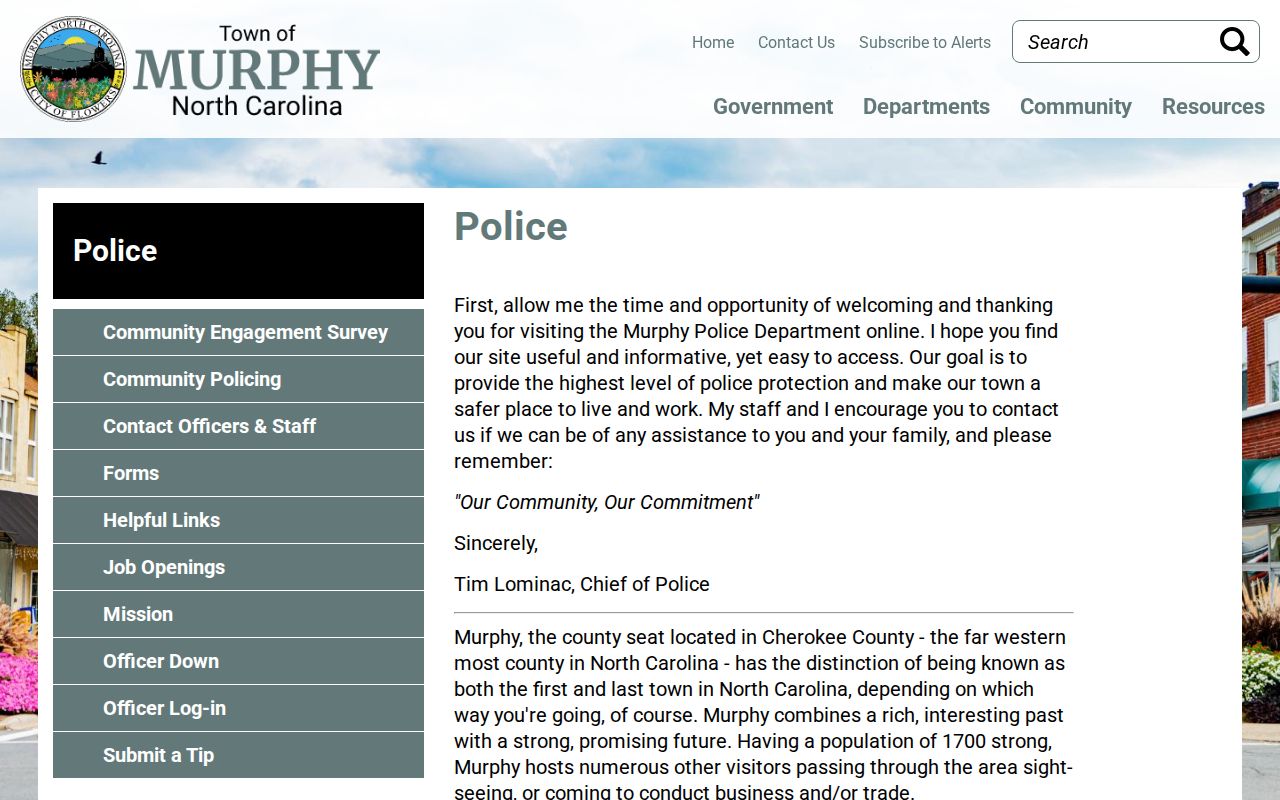 Official Murphy Police Department webpage and public contact information